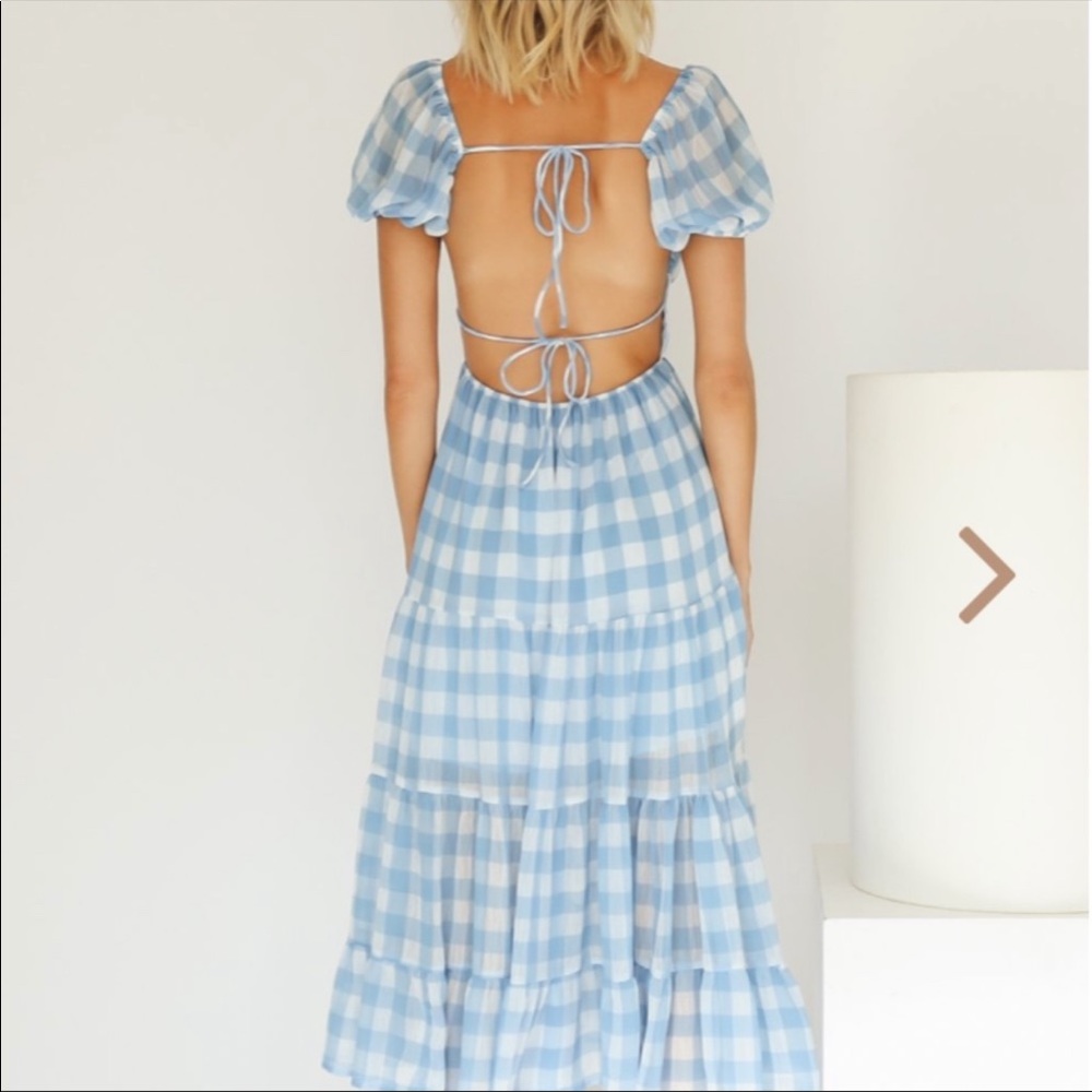 nwt vergegirl summer afternoon check midi dress🫐
